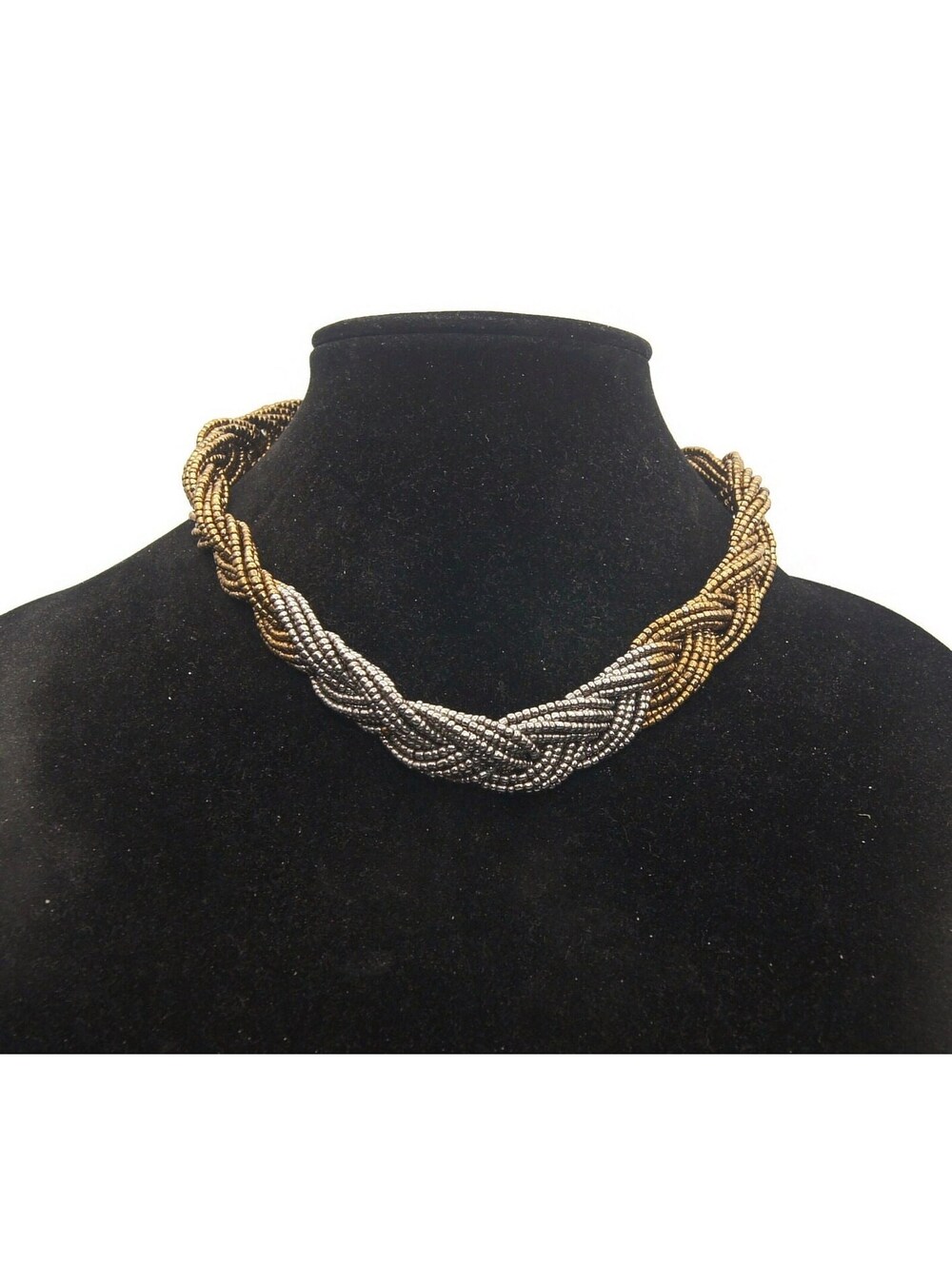 Vintage Gold and Silver Tone Braided Multi Strand 18-20" Adjustable Necklace.
